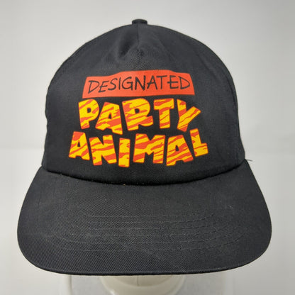 Designated Party Animal Snapback Hat Black One Size Adjustable 6 Panel Cotton