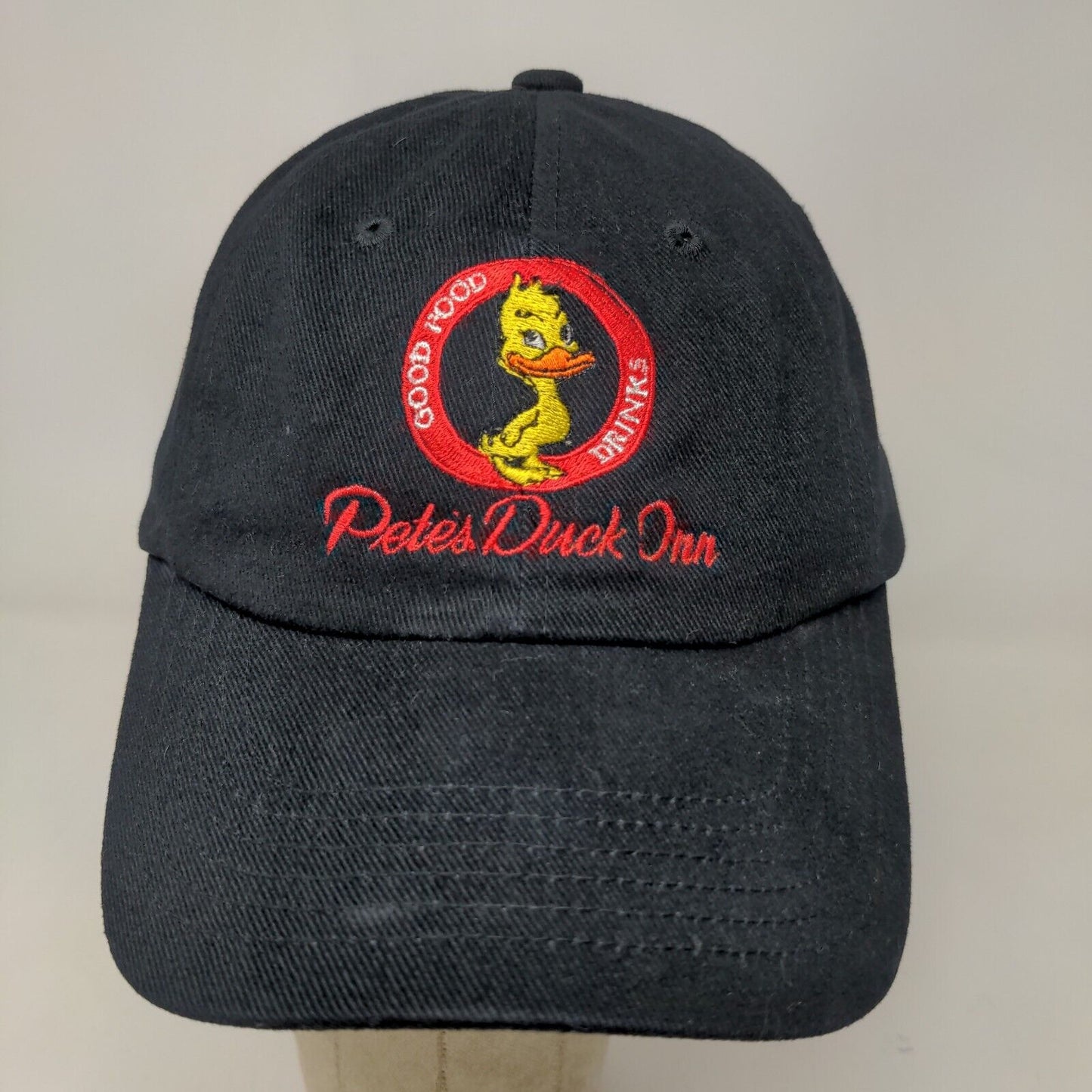 Port Authority Men's Slideback Hat Black Embroidered Pete's Duck Inn Logo