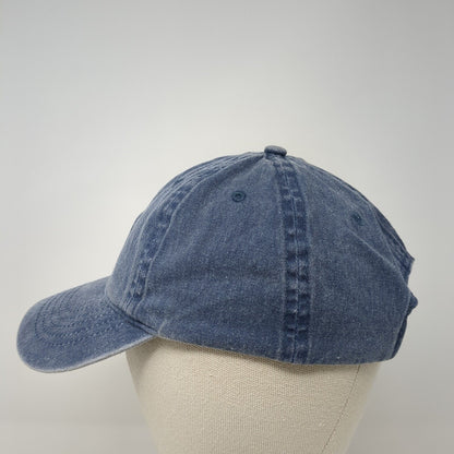 Unbranded Strapback Hat Blue OS Adjustable Vented Holes 6 Panel Denim Blank