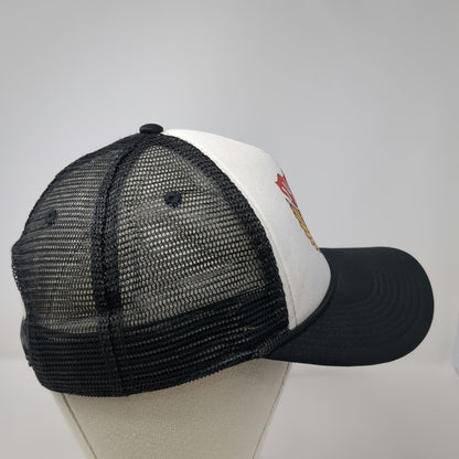 TC Bros. Trucker Hat Black White One Size Winged Engine Motorcycle Graphic Foam