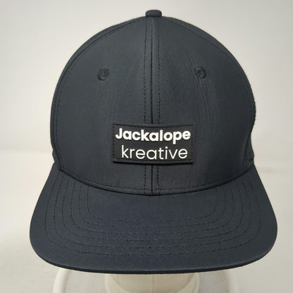 Jackalope Trucker Hat Black One Size Laser Perforated Mesh Snapback Rubber Patch