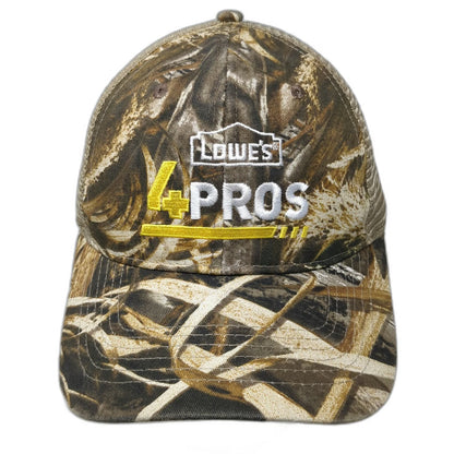 Lowe's 4 Pros Camo Trucker Hat Brown Mesh Back One Size Snapback Logo Hardware