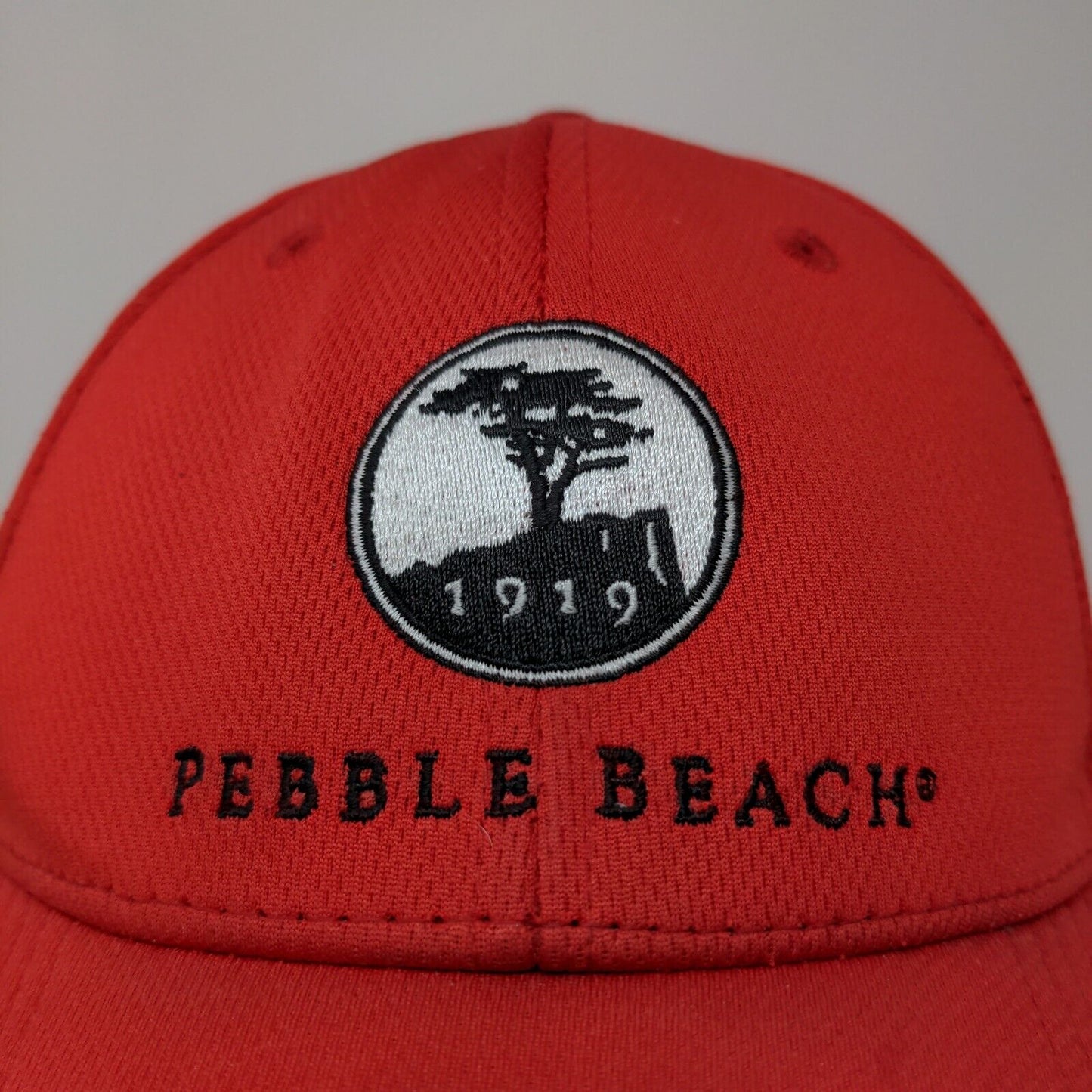 Pukka Mens Fitted Hat Red Size L/XL Embroidered Pebble Beach 1919 Logo Polyester