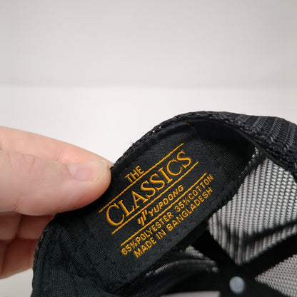 Yupoong Snapback Trucker Hat Black One Size Embroidered Logo Mesh Back