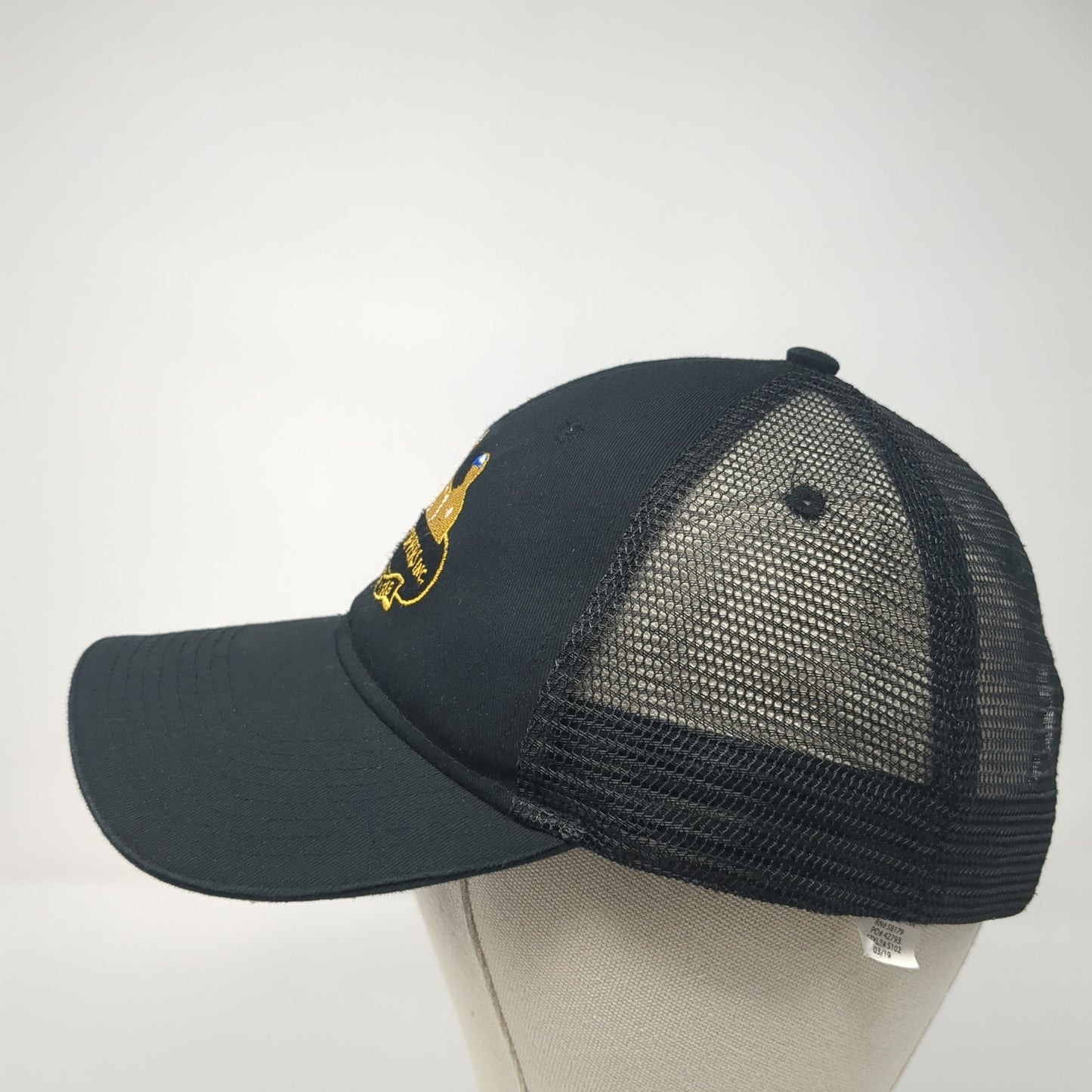 The BackStoppers, Inc. Strapback Trucker Hat Black One Size Mesh Back