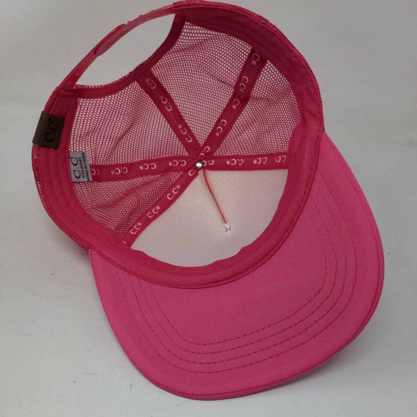 Cowgirl Bling Snapback Mesh Back Trucker Hat Pink One Size Rhinestone