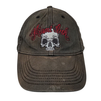 Miami Ink Snapback Hat Black OSFM Adjustable Embroidered Skull 6 Panel Cotton
