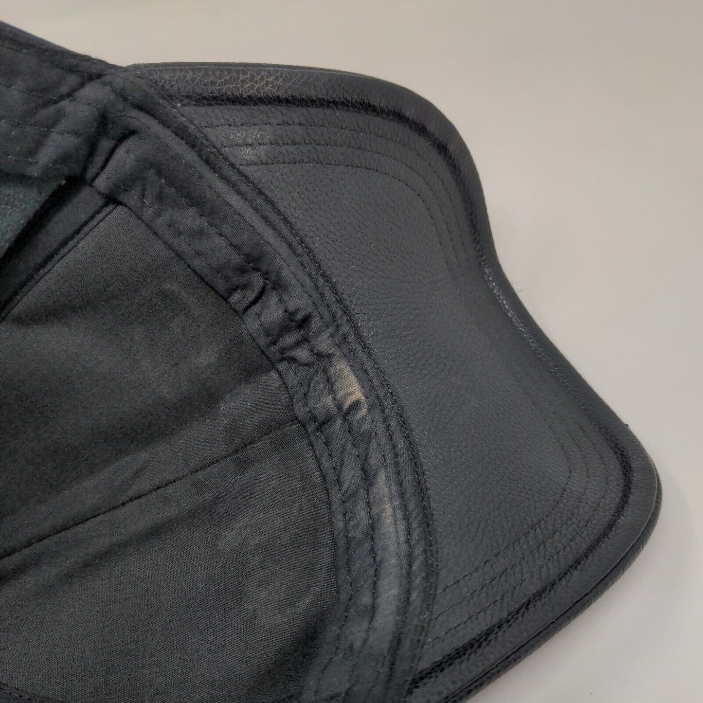 Brooklyn Slideback Hat Black OS Adjustable Faux Leather Embroidered 6 Panel