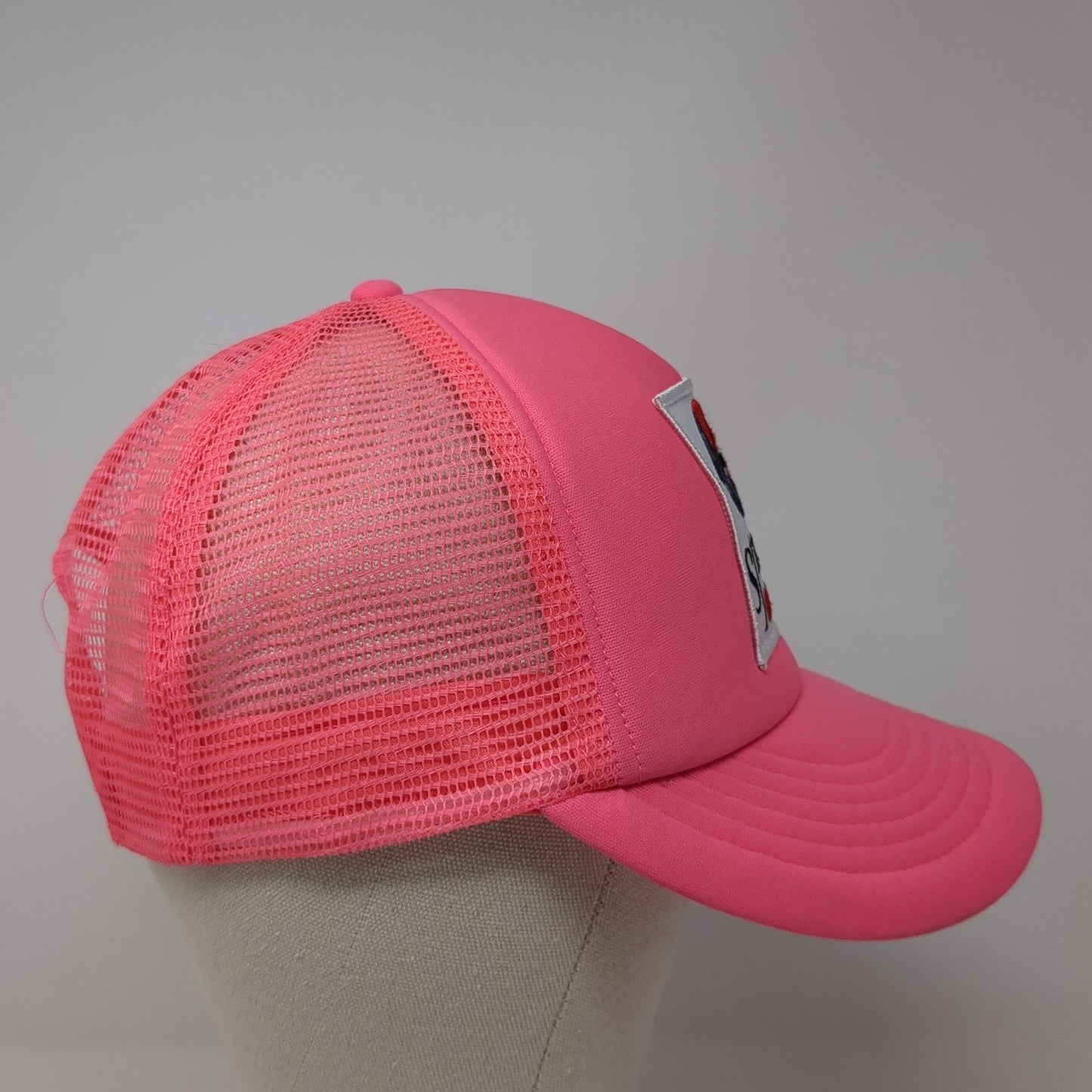 Strange Love Snapback Trucker Hat Pink One Size Adjustable Mesh Back Cobra