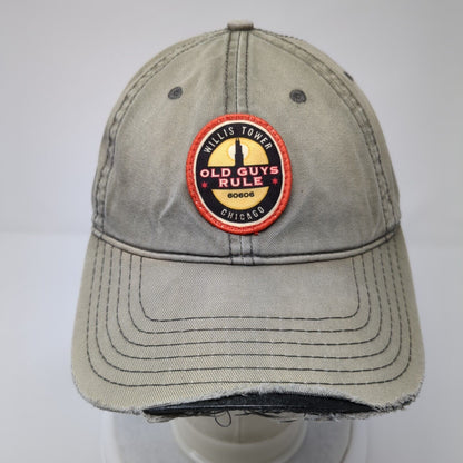 Willis Tower Chicago Old Guys Rule Slideback Hat Tan OS Adjustable Distressed