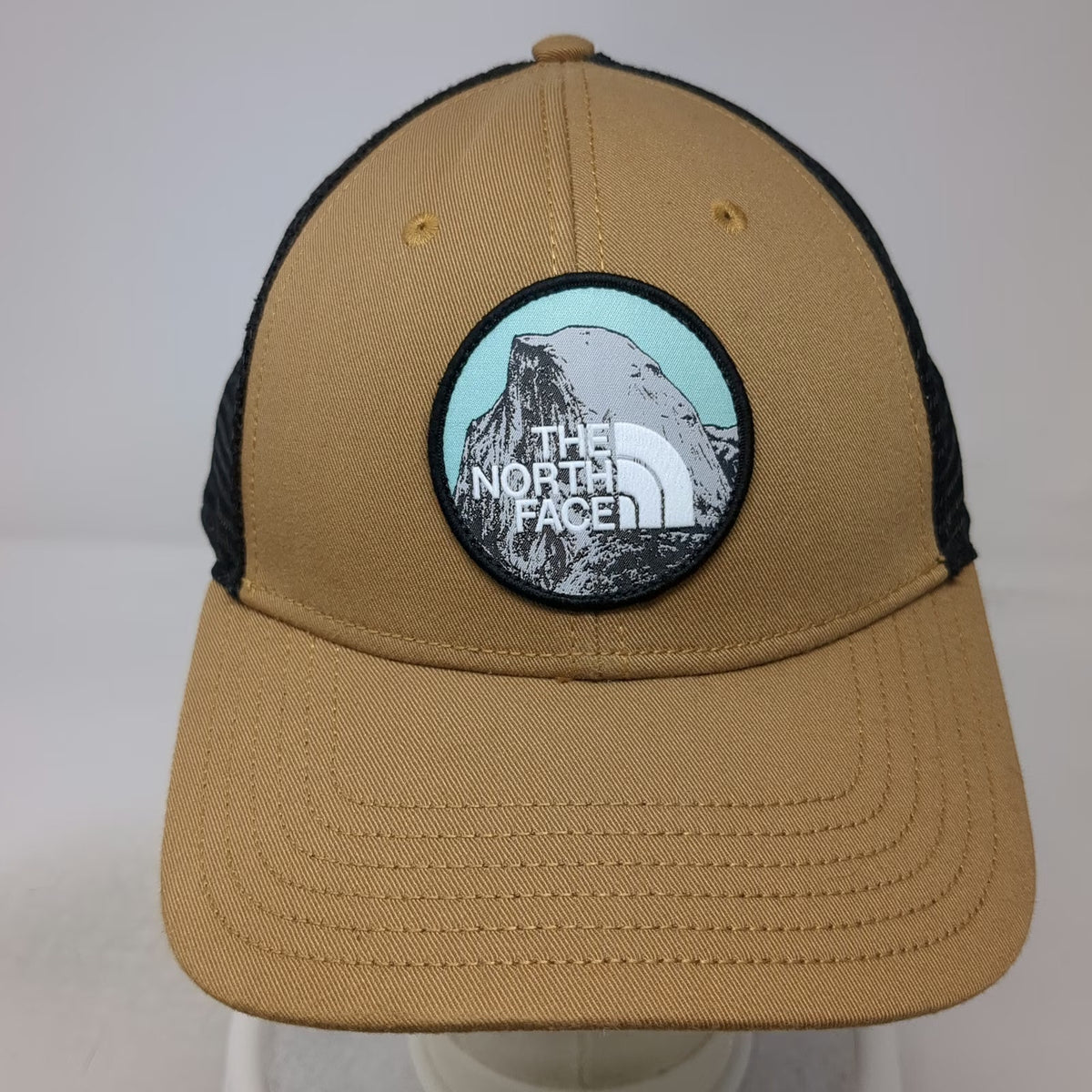 The North Face Trucker Hat Brown One Size Snapback Mesh Mountain Graphic Patch