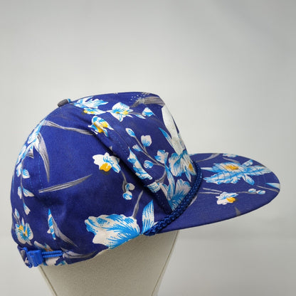 Albertsons Slideback Hat Blue One Size Adjustable Floral Print Rope Nissin Cap