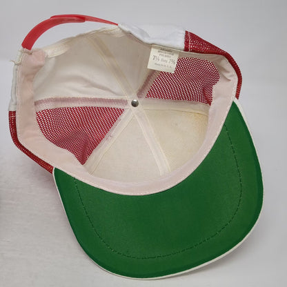 BULL SHIPPER Hat White Red Snapback 7 5/8 Trucker Mesh Back Patch Vintage USA