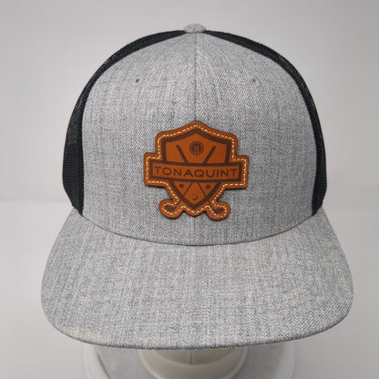 Tonaquint Leather Patch Snapback Trucker Hat Gray One Size Mesh Back