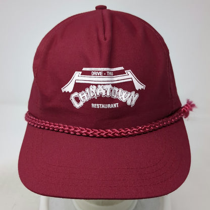 Sportcap 5 Panel Red Hat One Size Chinatown Restaurant Drive-Thru Rope Strapback