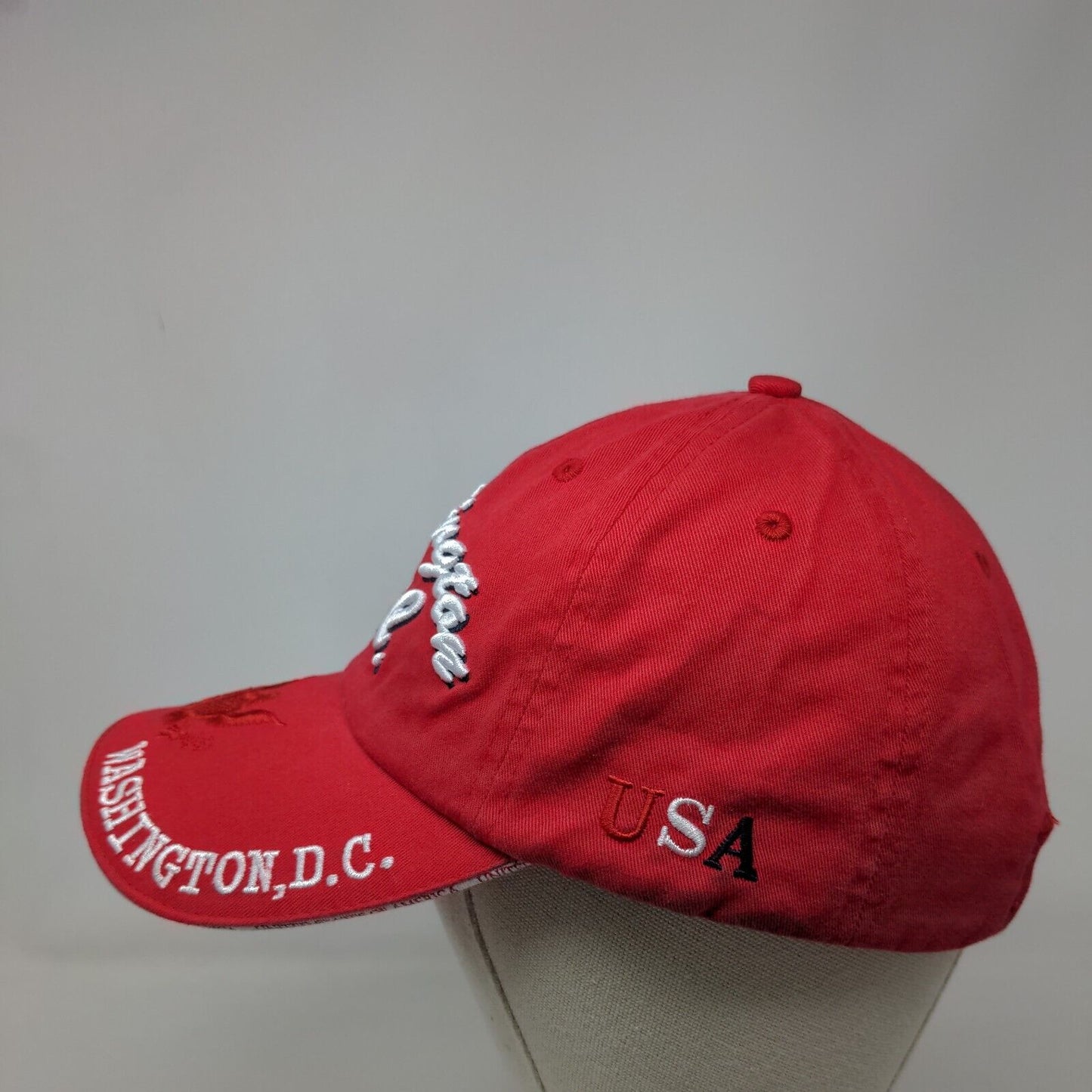 Washington DC Slideback Hat Red One Size Embroidered Triple Timber