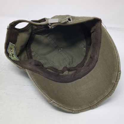 Heve Army Cap Brown One Size Studded Distressed Cotton Slideback Buckle Hat