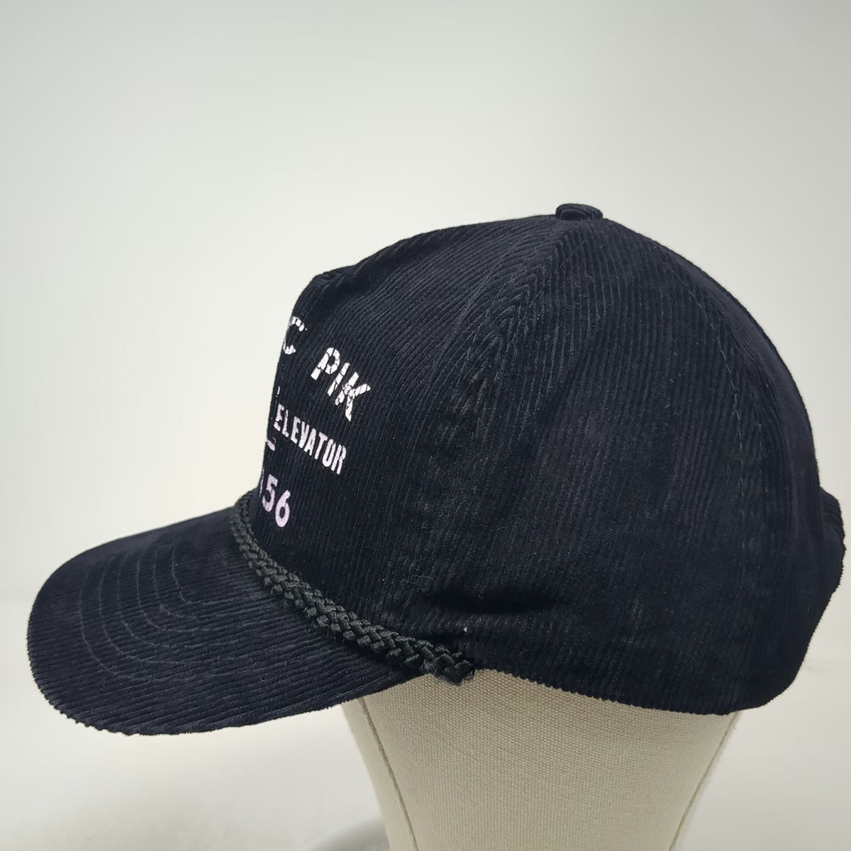 Otto 5 Panel Black Hat One Size Corduroy Rope Almota Elevator Graphic Cotton Cap