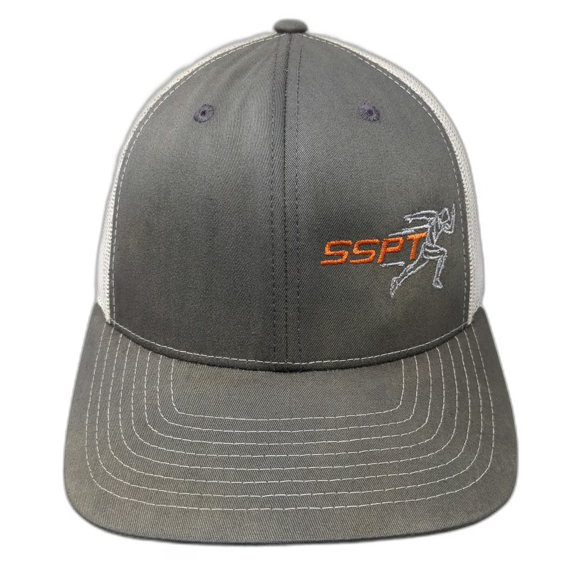Richardson Trucker Hat Gray One Size Snapback Mesh Back SSPT Logo Runner Sport