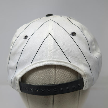 Planet Hollywood Maui Hawaii White Black Pinstripe Snapback Hat One Size Vintage