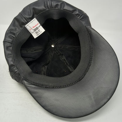 A-1 Headwear Baseball Cap Black Genuine Leather Made in USA Hat Vintage