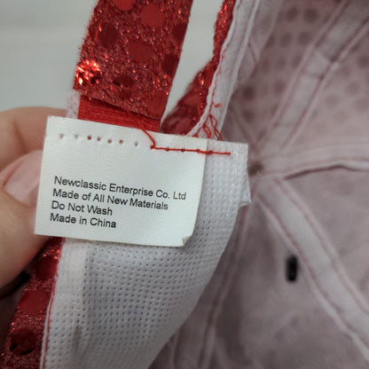 Heart Sequin Sparkle Strapback Hat Red One Size Adjustable 6 Panel