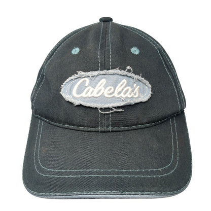 Cabela's Strapback Hat Blue One Size Adjustable Embroidered Distressed 6 Panel