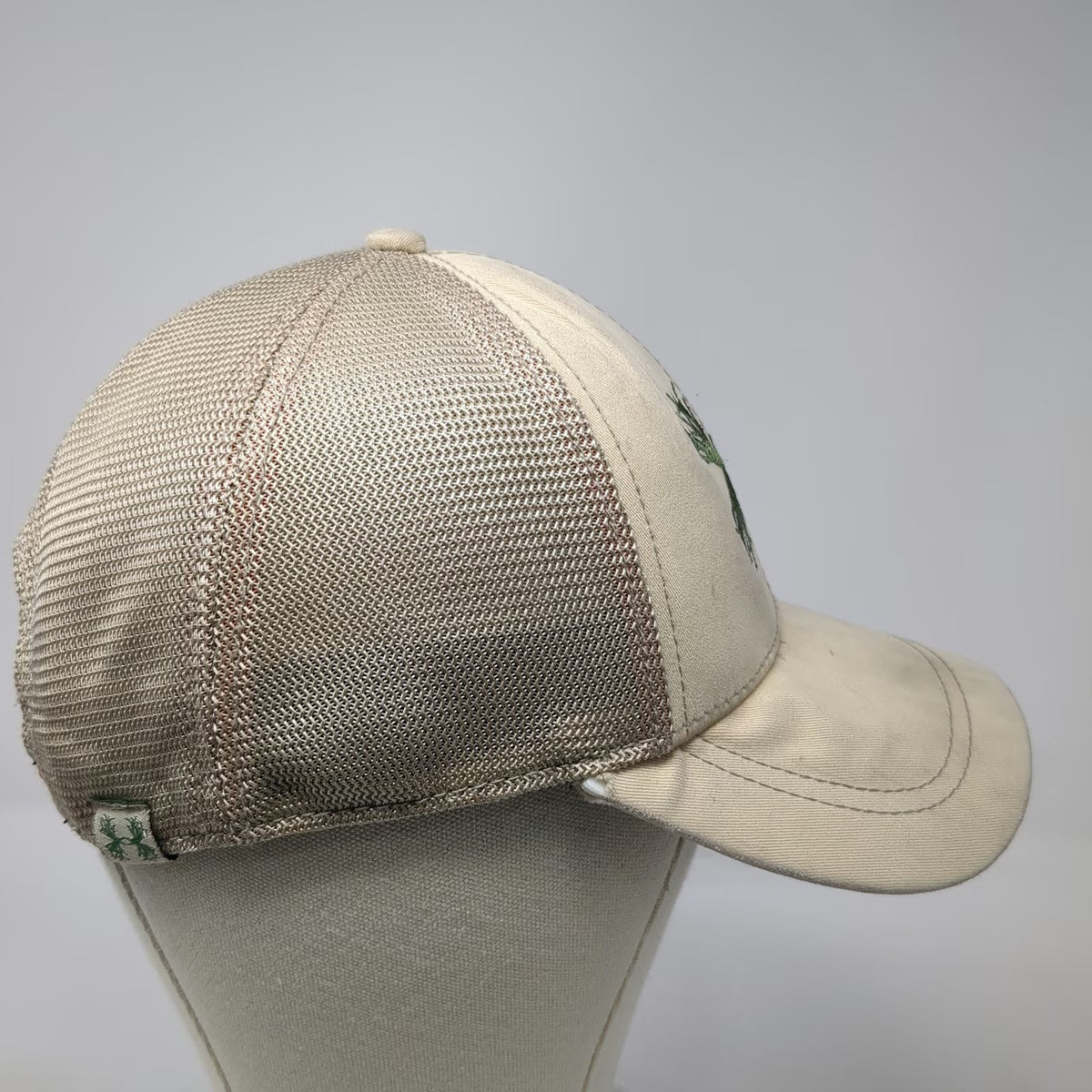 Under Armour Trucker Hat Beige One Size Mesh Back Antler Logo Snapback Cap