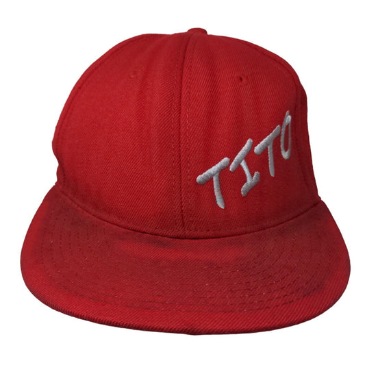 Tito Fitted Hat Red One Size Embroidered Otto Fit 3030 Vent Holes Vodka