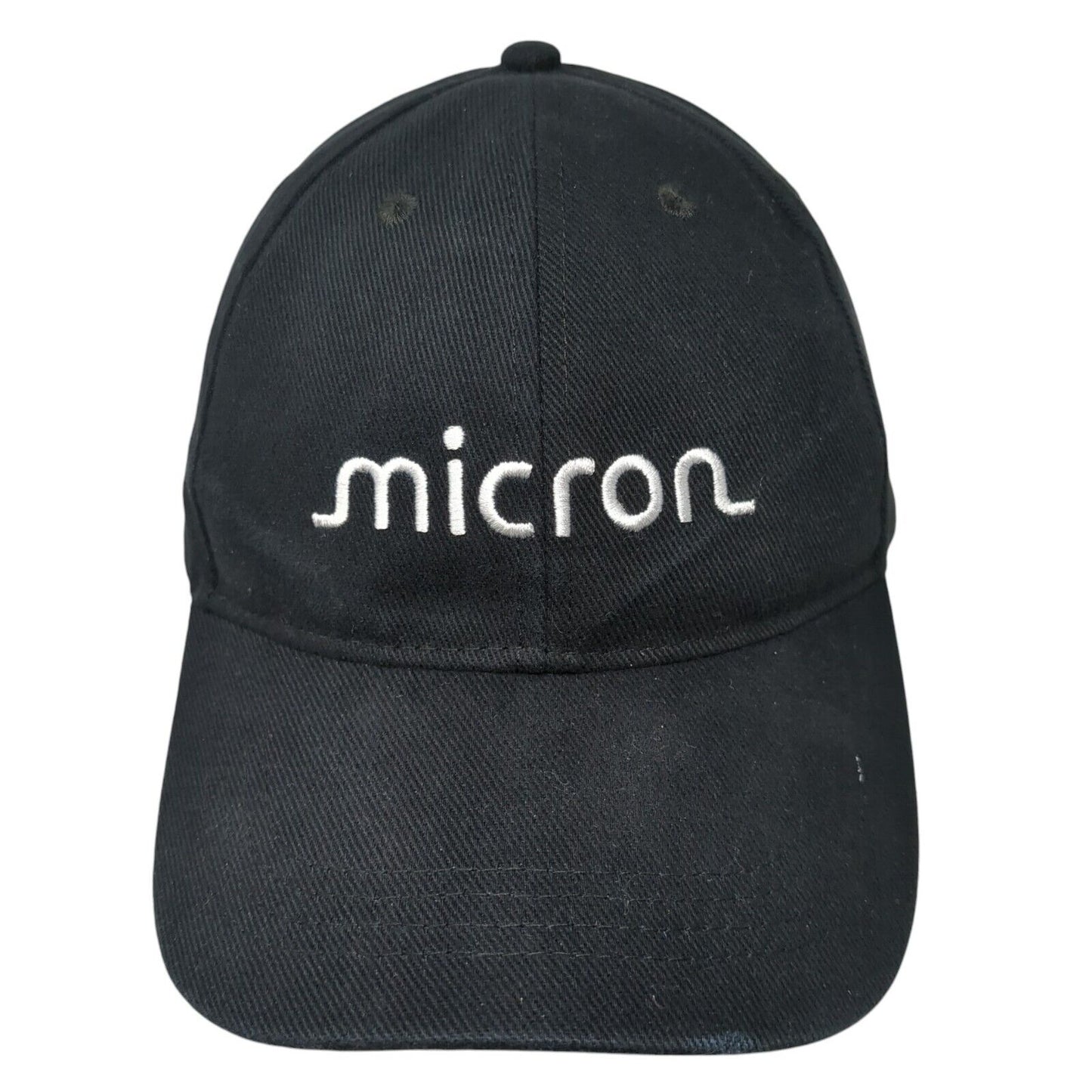 Micron Slideback Hat Black One Size Adjustable 6 Panel Embroidered