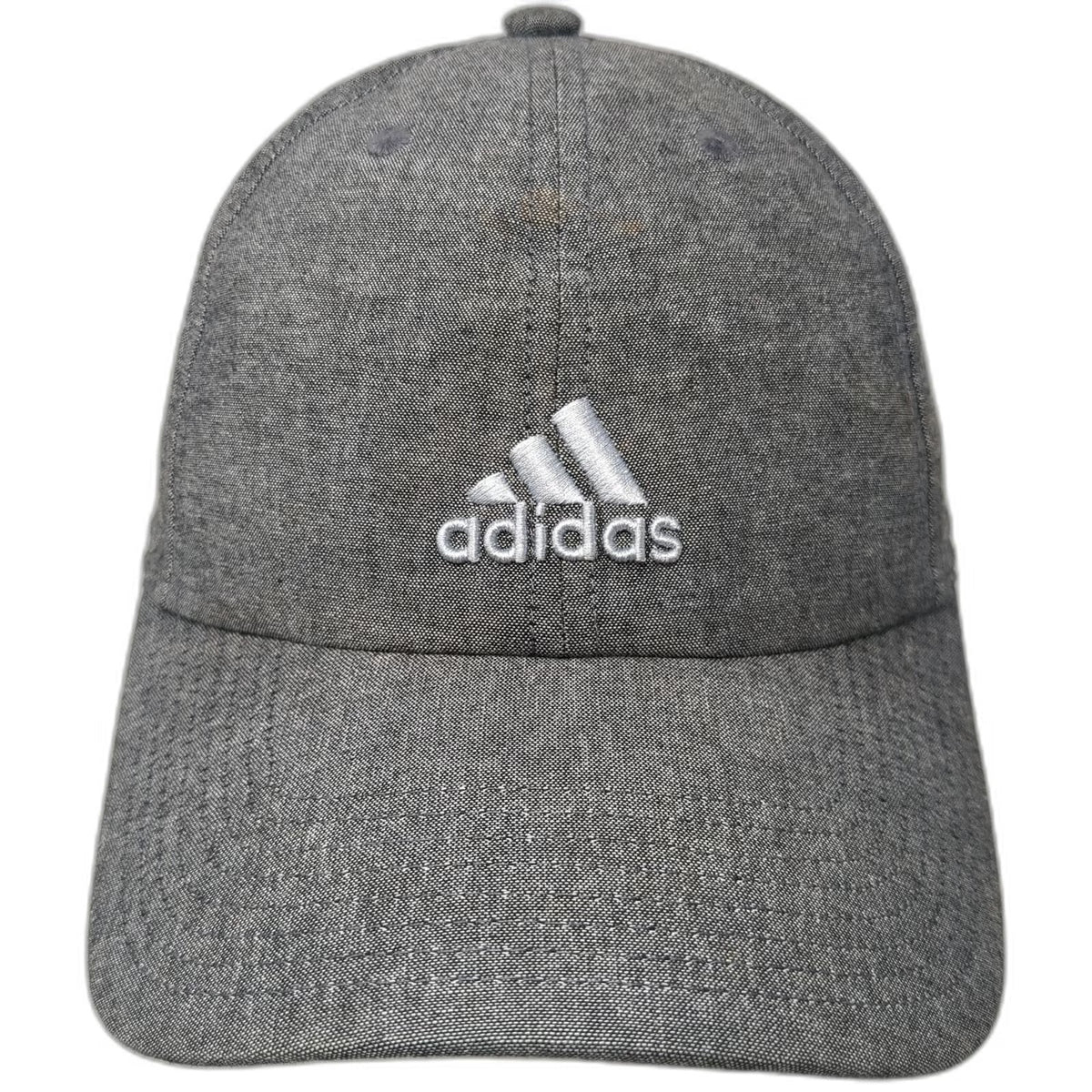 Adidas Baseball Cap Gray One Size Embroidered Logo Adjustable Cotton Curved Hat