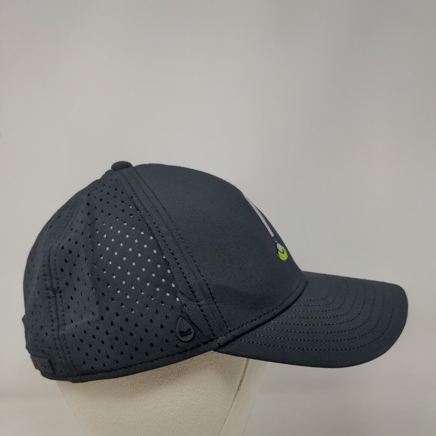Melin Snapback Hat Black 58cm Embroidered Logo Laser Cut Adjustable