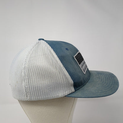 American Tree Flag Fitted Trucker Hat Blue L/XL Flexfit Mesh Back Columbia