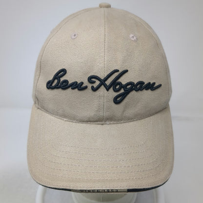 Ben Hogan Baseball Cap Beige Black OSFM Hat Script Embroidery Side Logo Buckle