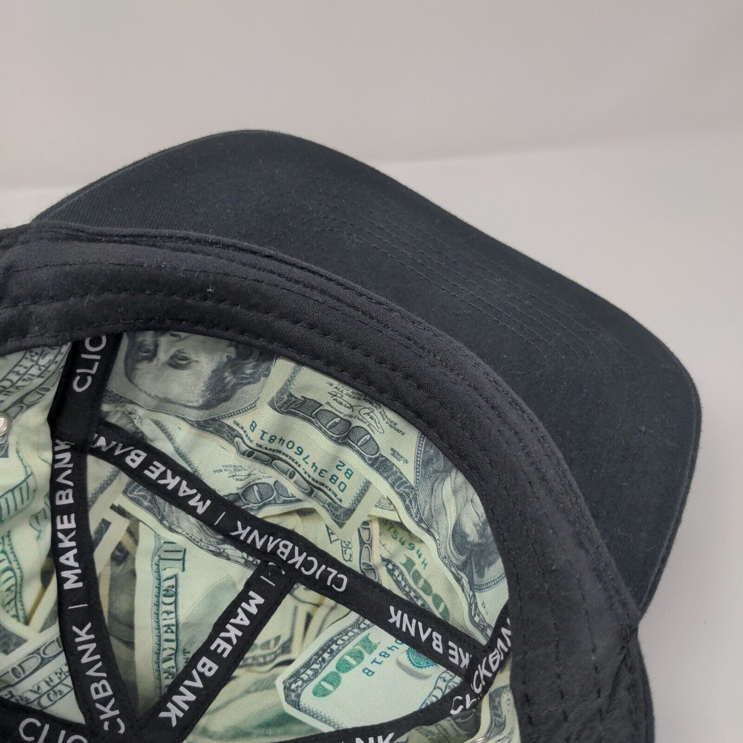 Make Bank Snapback Hat Black One Size Adjustable Clickbank Vent Holes