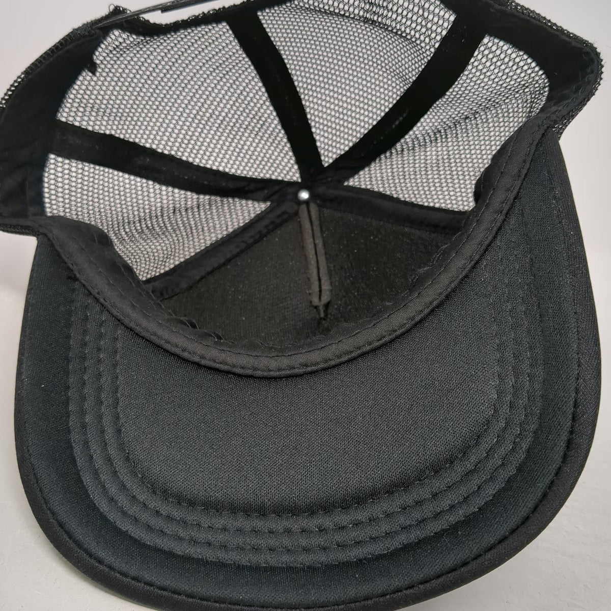 Black Trucker Hat One Size Mesh Back Snapback Octopus Patch Circular Logo