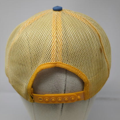 Louisville Mfg Co Trucker Hat Yellow Blue OSFM Scrambled Eggs Oak Leaf Vintage