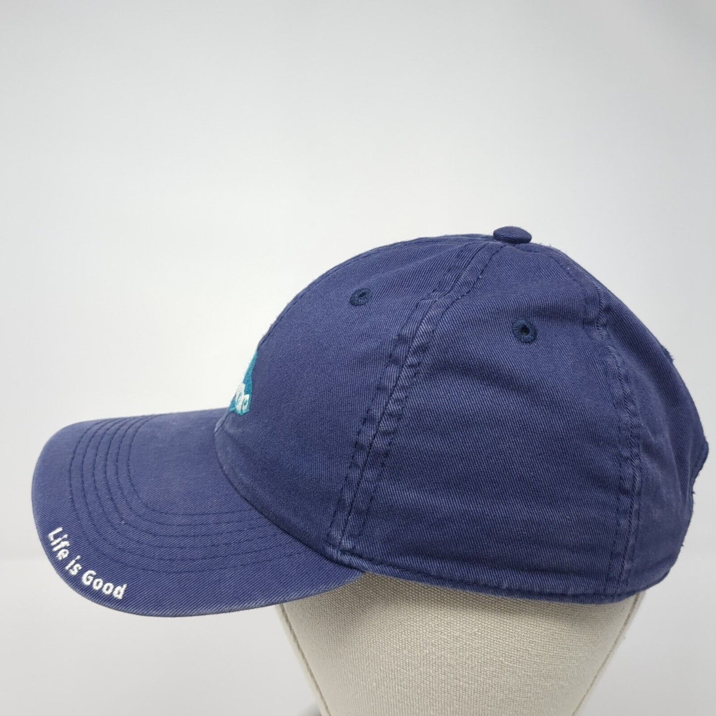 Life is Good Fish Strapback Hat Blue One Size Adjustable Embroidered Cotton