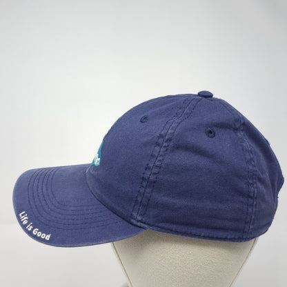 Life is Good Fish Strapback Hat Blue One Size Adjustable Embroidered Cotton