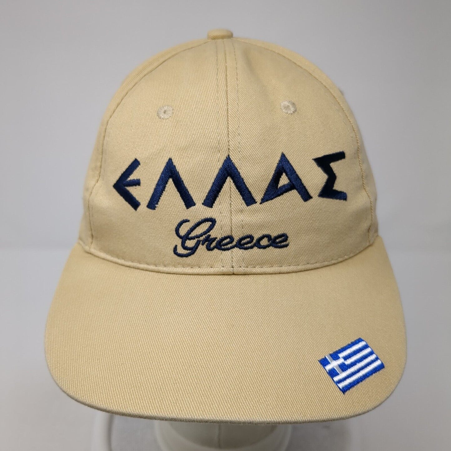 Greece Strapback Hat Tan One Size Adjustable Greek Letter Patriotic Karfil Hats