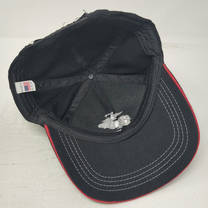 Marines EGA Logo Black Snapback Hat One Size Contrast Stitching Red Trim USA