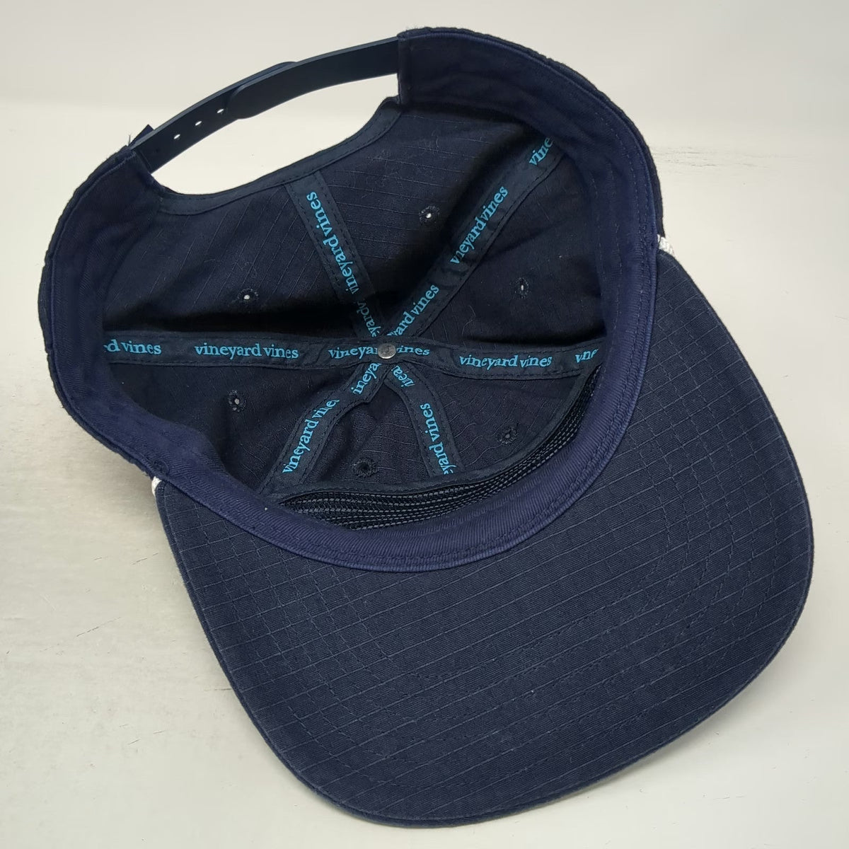 Vineyard Vines Snapback Blue Hat One Size Rope Ripstop Whale Logo Patch Cotton
