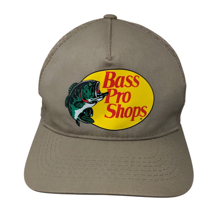 Bass Pro Shops Snapback Trucker Hat Tan OSFM Mesh Back Solid Gone Fishing