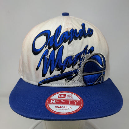 New Era Men's Snapback Hat White Blue M-L Orlando Magic Hardwood Classics