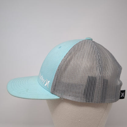 Hurley Snapback Trucker Hat Blue One Size Mesh Back Colorblock Yupoong
