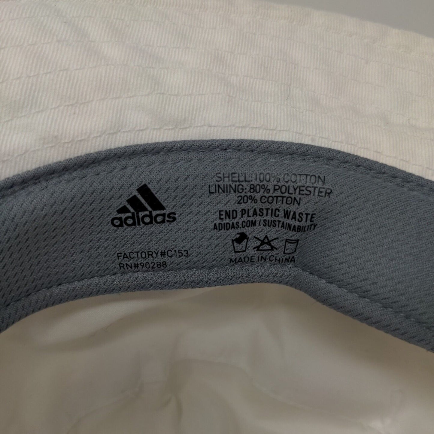 Adidas Bucket Hat Cream One Size Embroidered Logo Climalite Lightweight Cotton