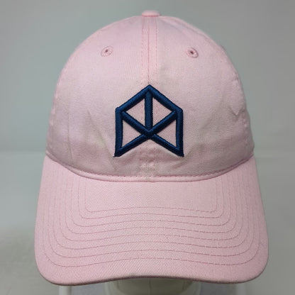 Decky Baseball Cap Pink OSFM Blue Geometric Logo Cotton Slideback Hat Adjustable