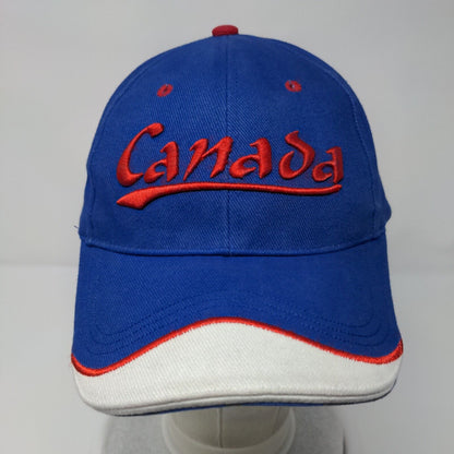 Canada Strapback Hat Blue OSFA Adjustable Embroidered Vented Holes Cotton
