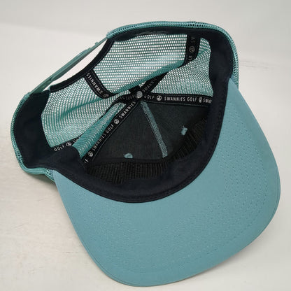 Swannies Golf Trucker Hat Blue One Size Mesh Back Rope Snapback Celebrate Pars
