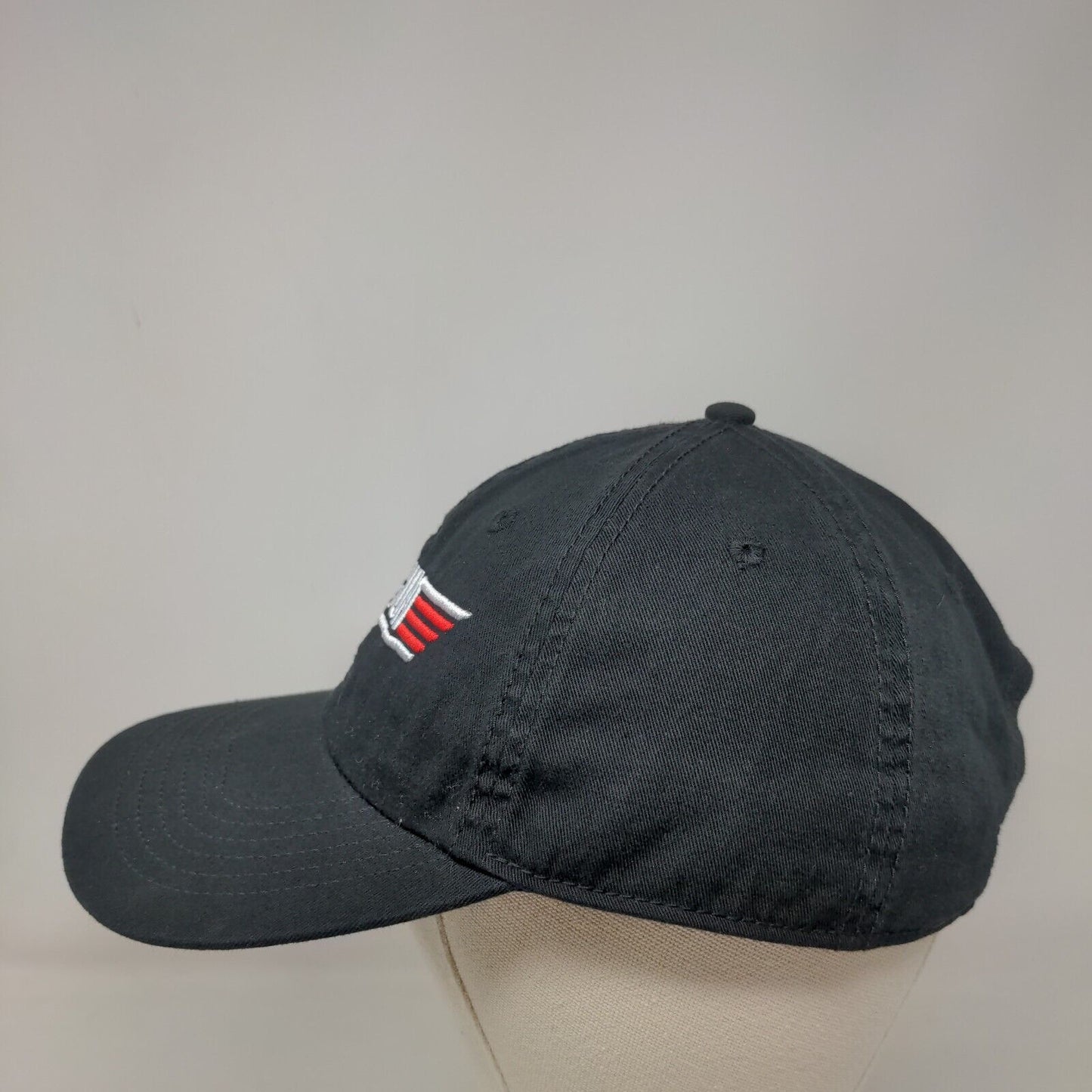 Top Gun Slideback Hat Black OSFM Adjustable Embroidered Vented Holes 6 Panel